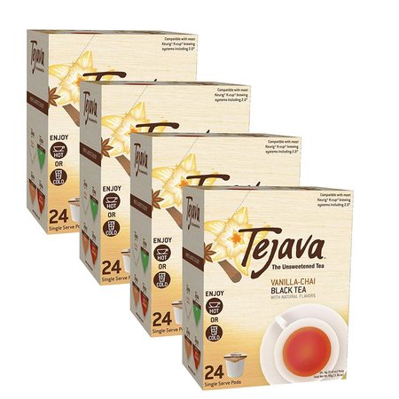 TEJAVA Vanilla Chai Unsweetened Black Tea Pods, PK 96 40153CS